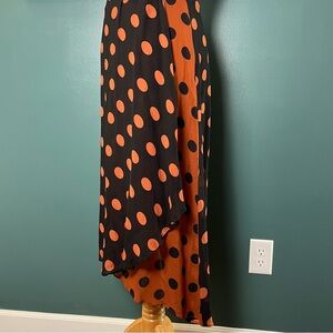 Maeve Polka Dot Asymmetric Midi Skirt